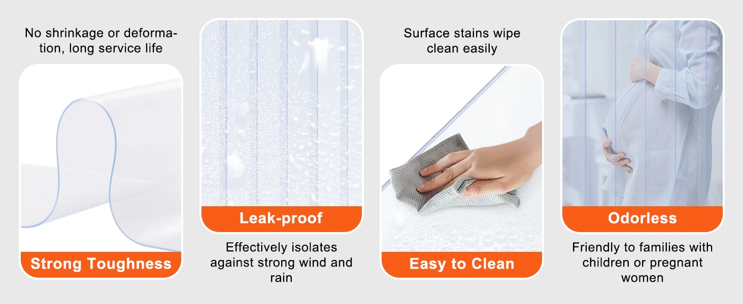 SucceBuy Door Strip Curtain Transparent Windproof PVC Smooth Roll Hanging Curtain Strip Decor Screen Indoor Outdoor for Doorway
