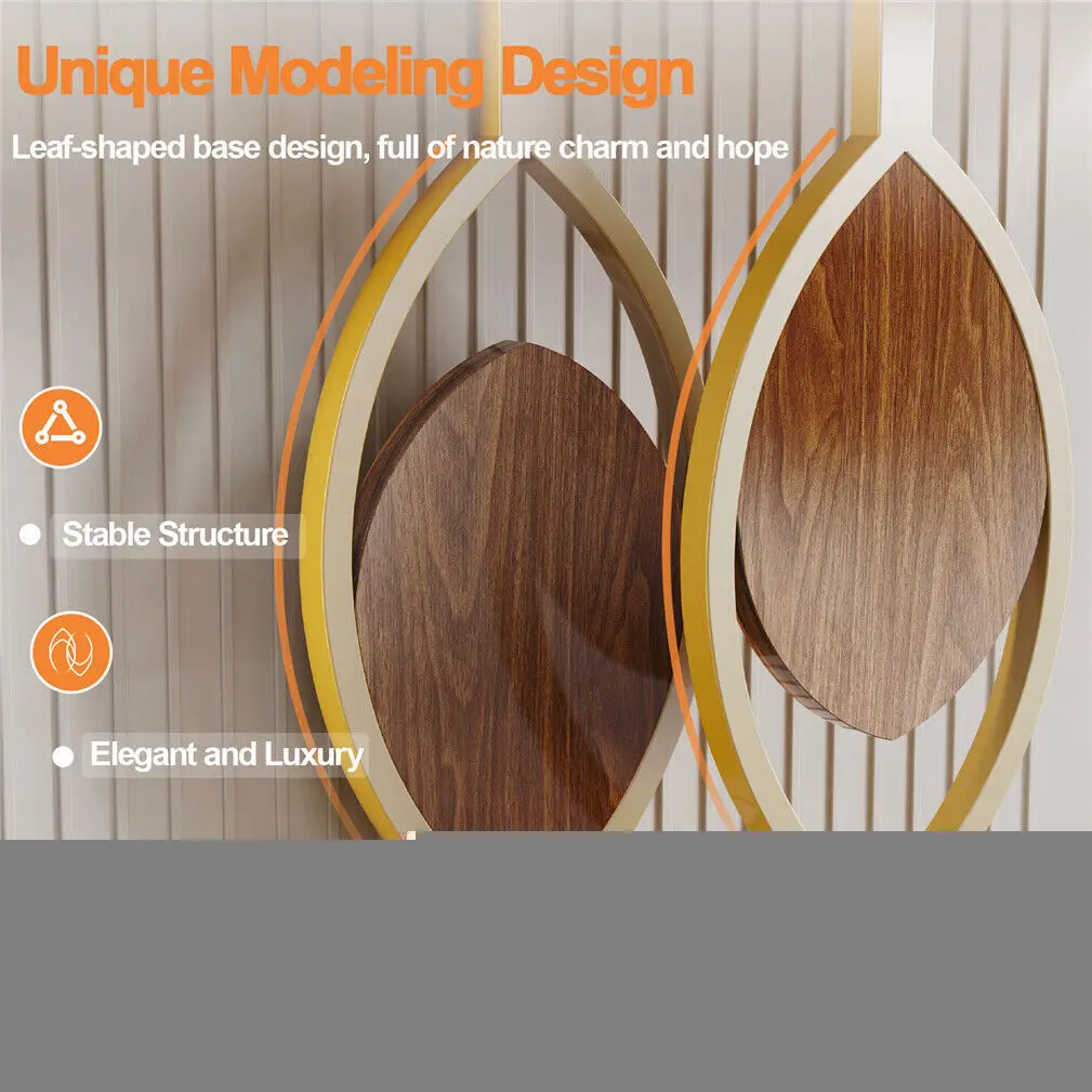 Marble Console Table for Entrance Hallway Wood Leaf Shape with Stable Gold Legs
