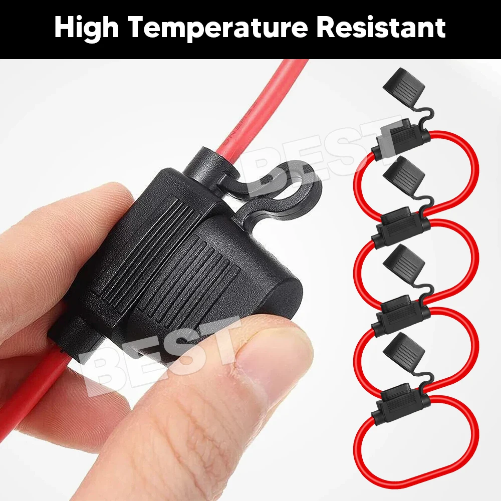 10 Pcs 12V 30A Standard Blade Inline Fuse Holder with Waterproof Dustproof Cover