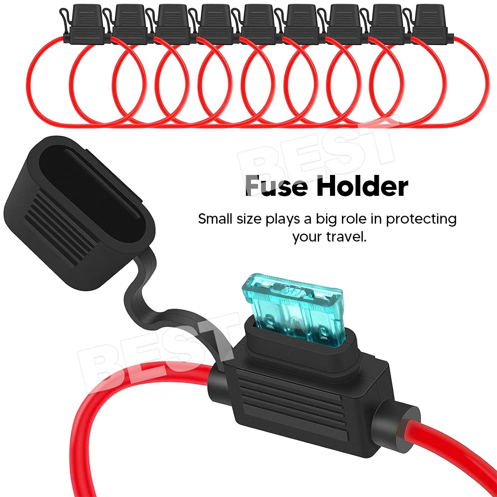 10 Pcs 12V 30A Standard Blade Inline Fuse Holder with Waterproof Dustproof Cover