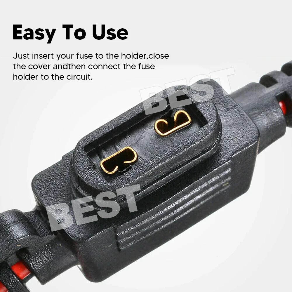 10 Pcs 12V 30A Standard Blade Inline Fuse Holder with Waterproof Dustproof Cover