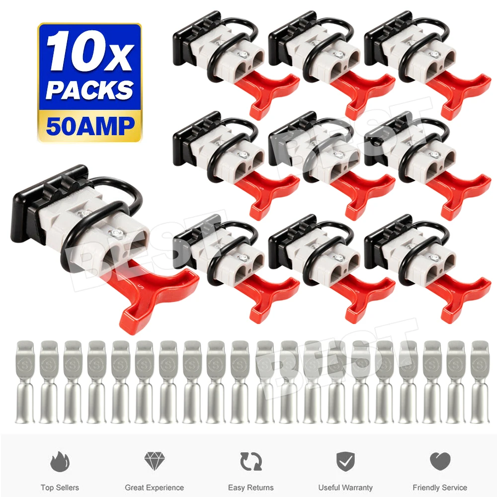 10x Anderson Style Plug Connectors 50 AMP T Handle Dust Cap Cover Solar AU