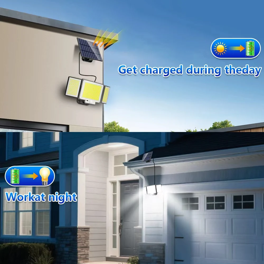 456 LEDs Solar Spotlight With Motion Sensor, Outdoor Flood Lamp, 3 Modes IP65 Garden Light , Courtyard Decorative Camping Lights