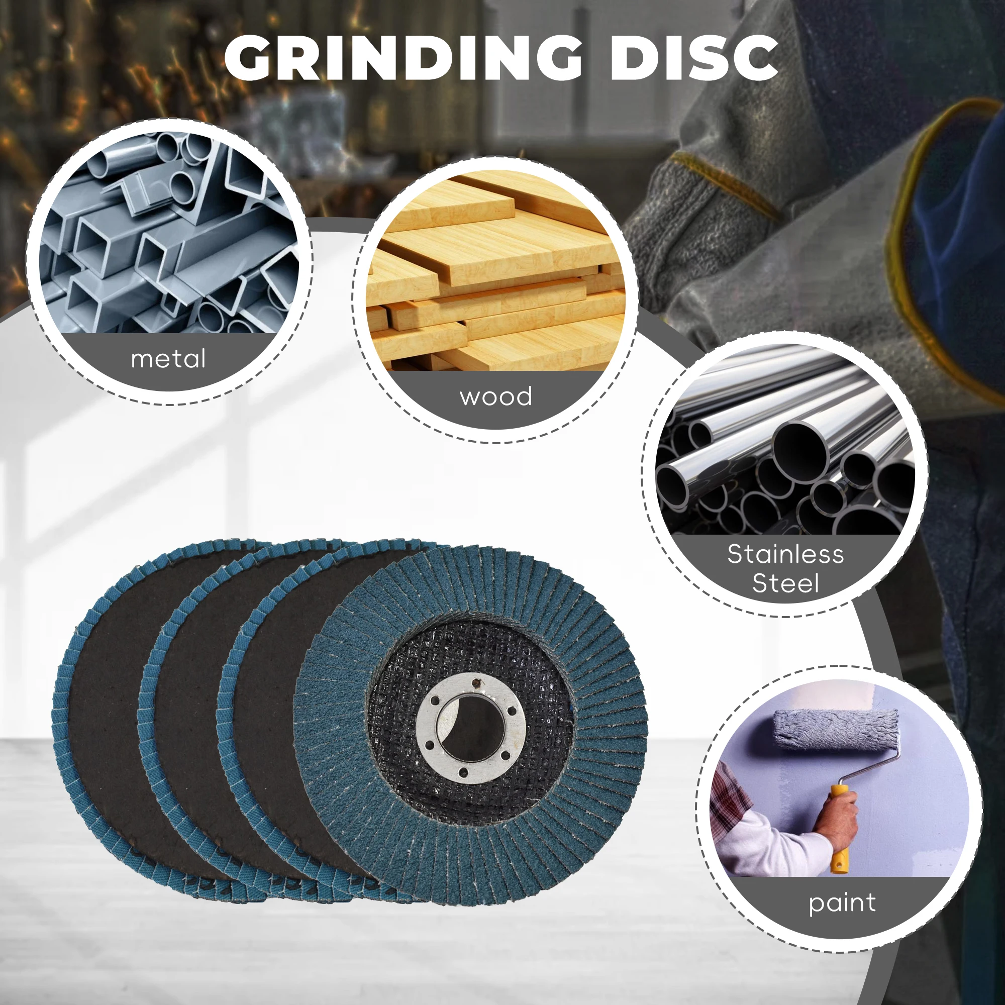 10-Pack Aluminum Oxide Sanding Discs 40-Grit 4.5''x7/8'' T29 Replacement for Grinding All Kinds of Non-Ferrous Metals Plastics