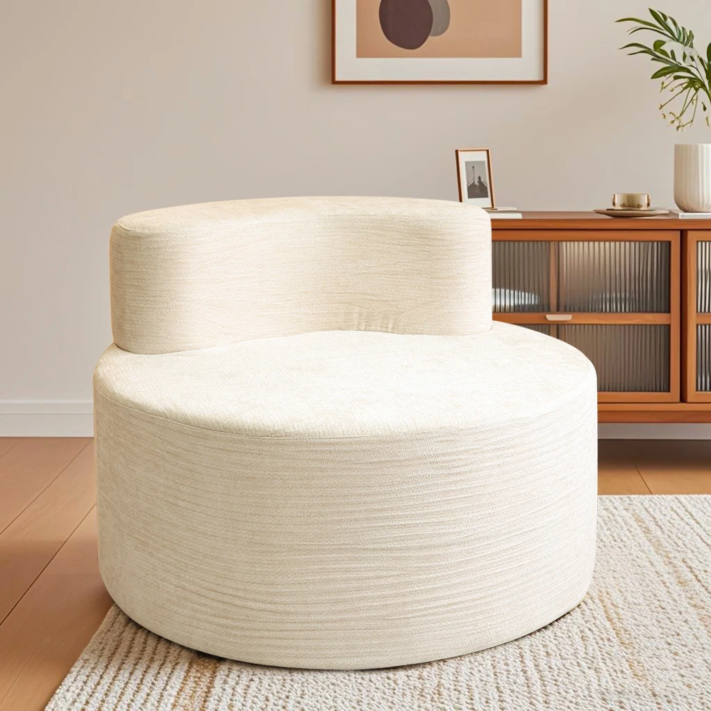 Compressed beanbag sofa, comfortable and skin-friendly chenille fabric, high-elasticity foam single sofa chair