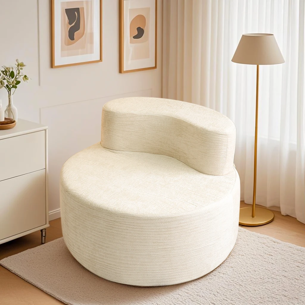 Compressed beanbag sofa, comfortable and skin-friendly chenille fabric, high-elasticity foam single sofa chair