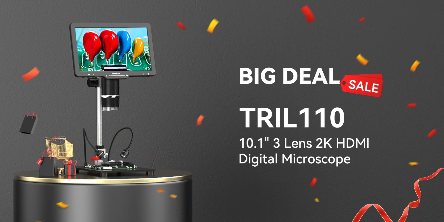 TOMLOV Autofocus Microscope TM4K-AF Max 4K Digital Microscopes HDMI 10.1' Soldering Microscopio LED Light for Electronic Repair