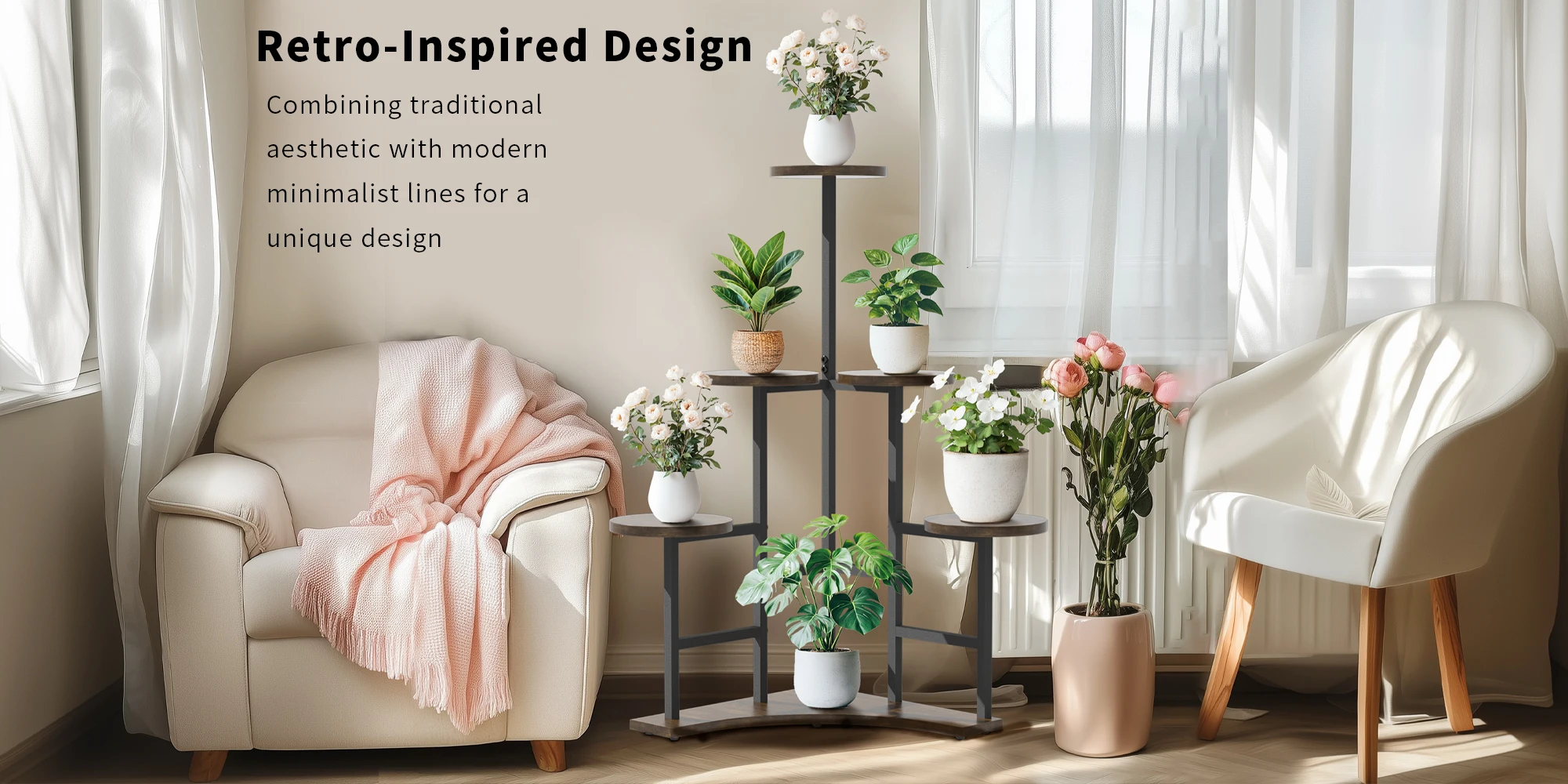5 Tier Corner Plant Stand Indoor Planter Display Rack Potted Flowers Organizer Stand for Living Room Balcony Patio