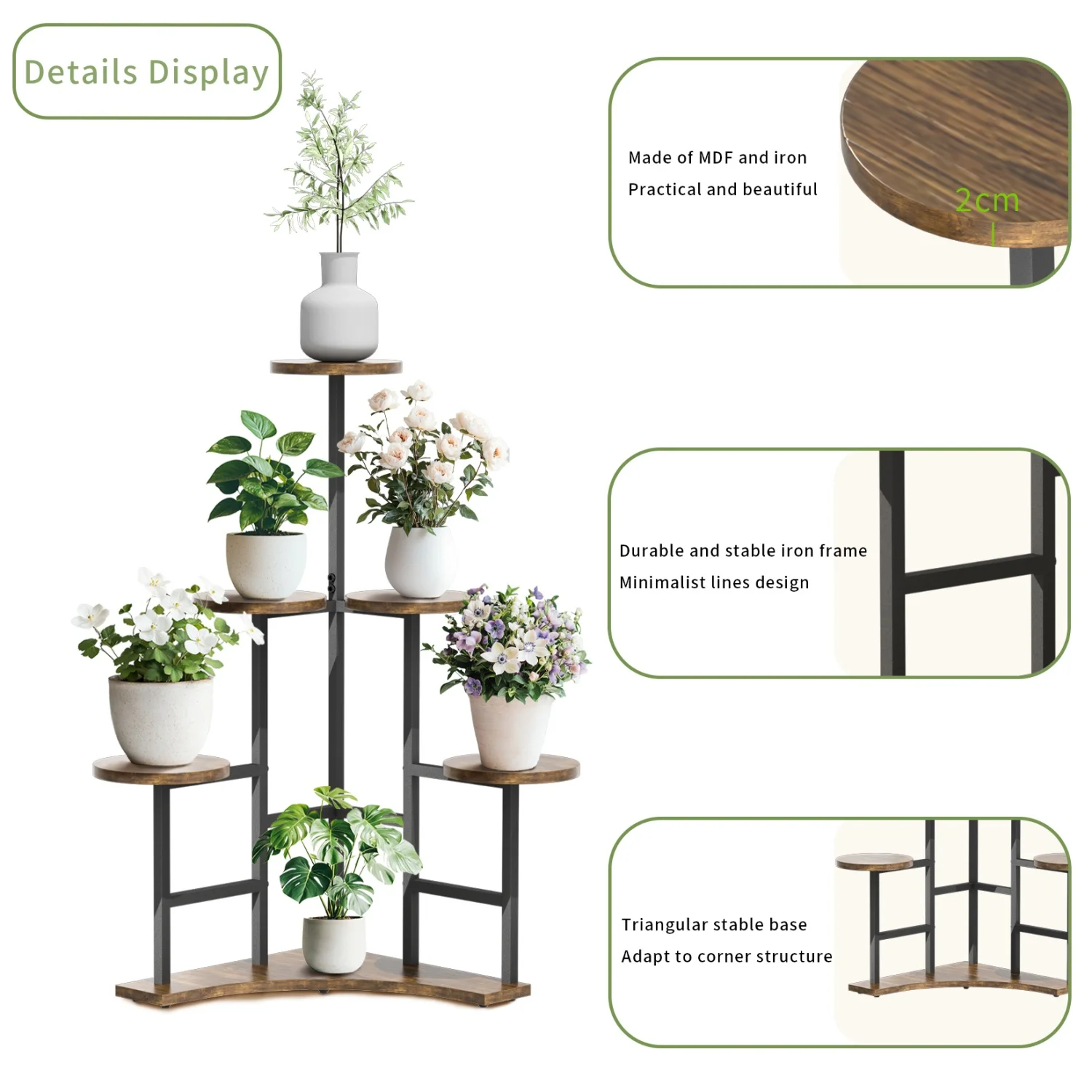 5 Tier Corner Plant Stand Indoor Planter Display Rack Potted Flowers Organizer Stand for Living Room Balcony Patio