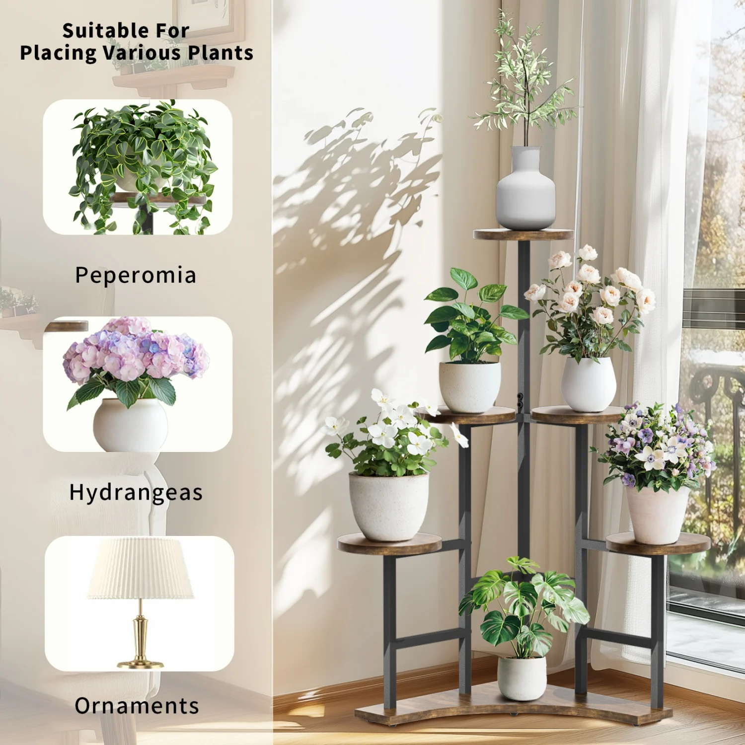5 Tier Corner Plant Stand Indoor Planter Display Rack Potted Flowers Organizer Stand for Living Room Balcony Patio