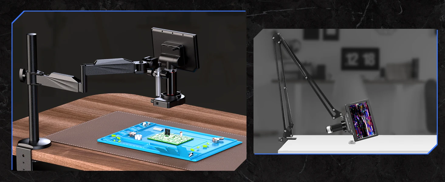 TOMLOV 4K Digital Microscope Autofocus Camera Lens TM4K-AF Flex Arm HDMI Microscopio 2000X 8" Display For Electronics Soldering