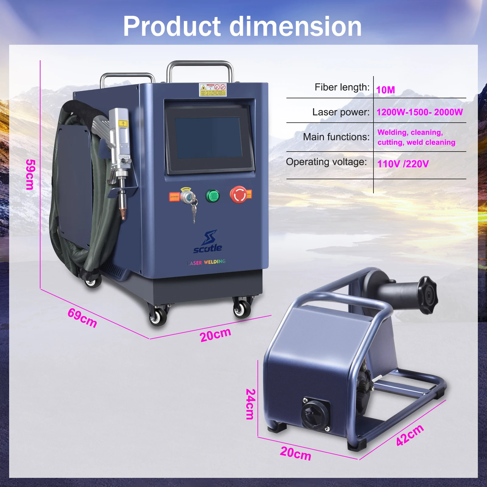 2000W Air Cooled Laser Welder 4 in 1 Strong Cutting Welding Cleaning for Metal Fiber Laser Welding Machine Solder Air Cooling