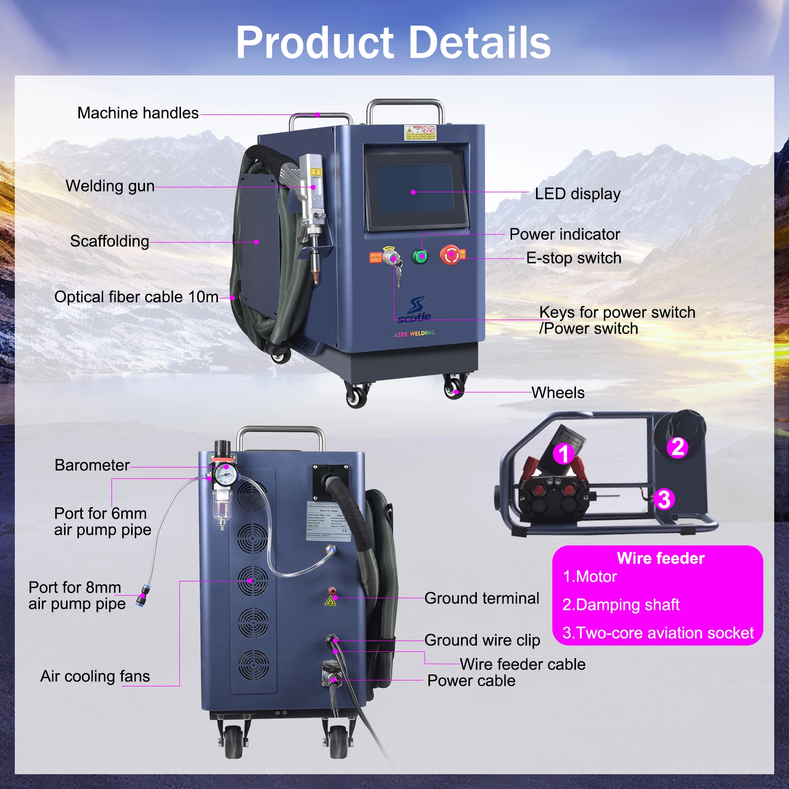 2000W Air Cooled Laser Welder 4 in 1 Strong Cutting Welding Cleaning for Metal Fiber Laser Welding Machine Solder Air Cooling