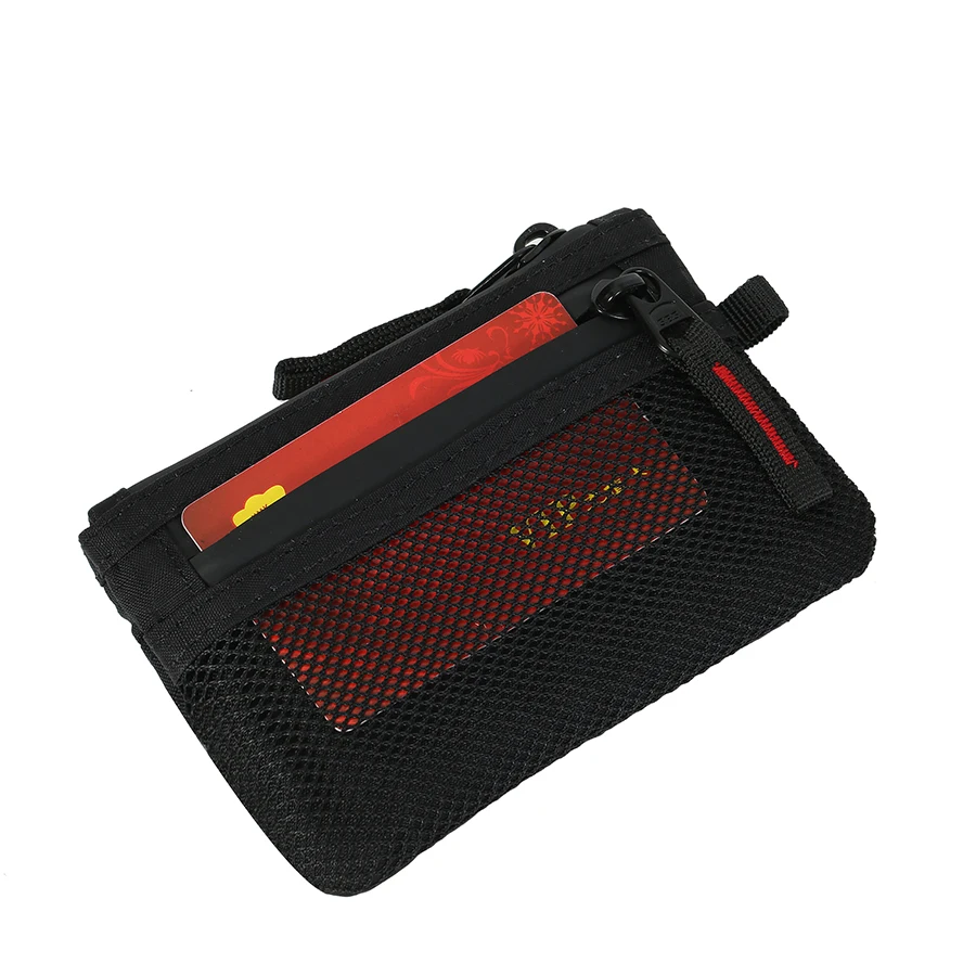 Luxury Rfid Credit Card Holder Anti Theft Slim Key Card Case with Carabiner Nylon Coin Purse Male Purse