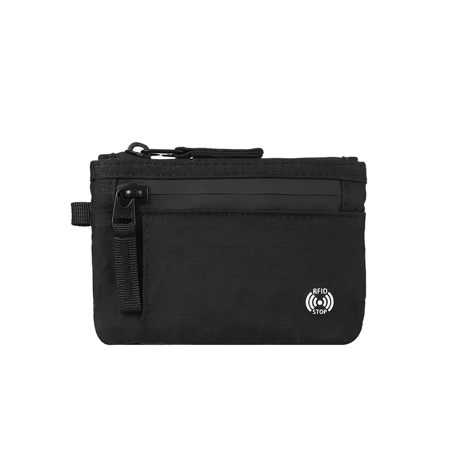 Luxury Rfid Credit Card Holder Anti Theft Slim Key Card Case with Carabiner Nylon Coin Purse Male Purse
