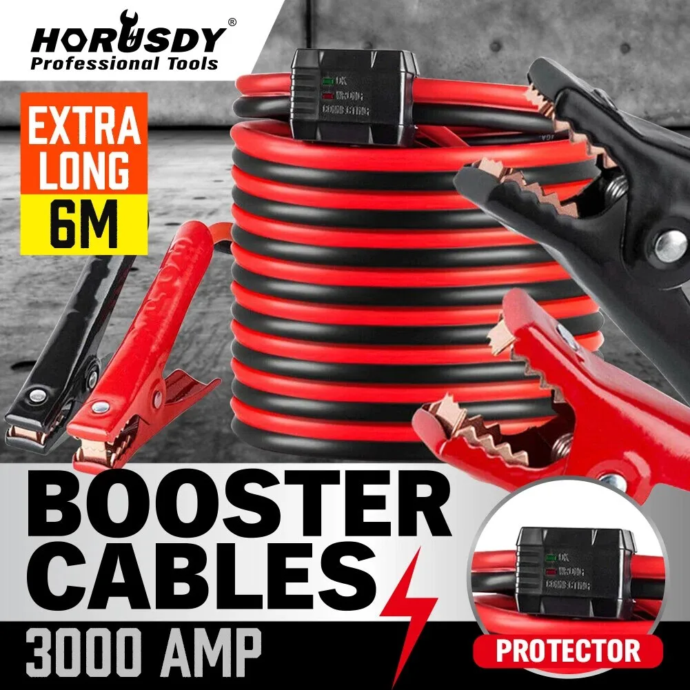 HORUSDY 6M 3000AMP Jumper Leads Long Surge Protection Car Boost Cables Alarm Indicator