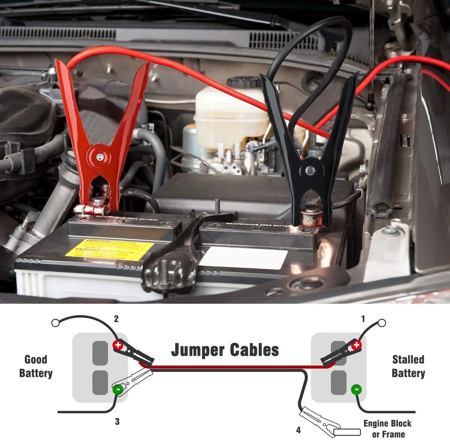 HORUSDY 6M 3000AMP Jumper Leads Long Surge Protection Car Boost Cables Alarm Indicator