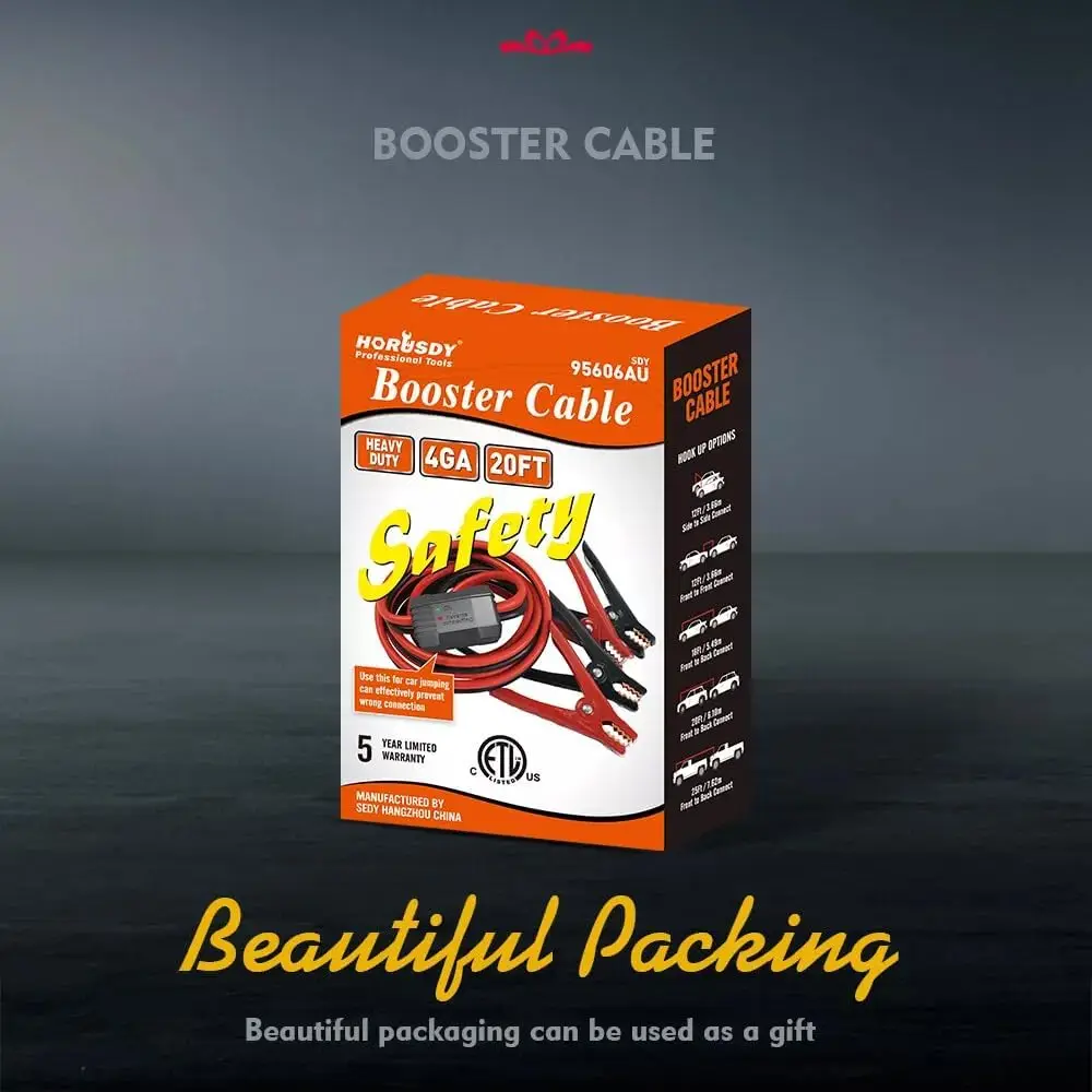 HORUSDY 6M 3000AMP Jumper Leads Long Surge Protection Car Boost Cables Alarm Indicator