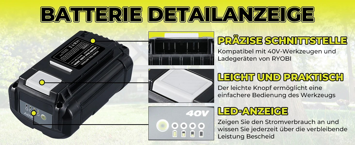 1/2/4Pcs OP4040A1 8.0Ah 40V MAX Li-Ion Battery Replace for Ryobi OP4015 OP4026 OP40401 OP4050 OP40501 OP4060A Tools Battery pin