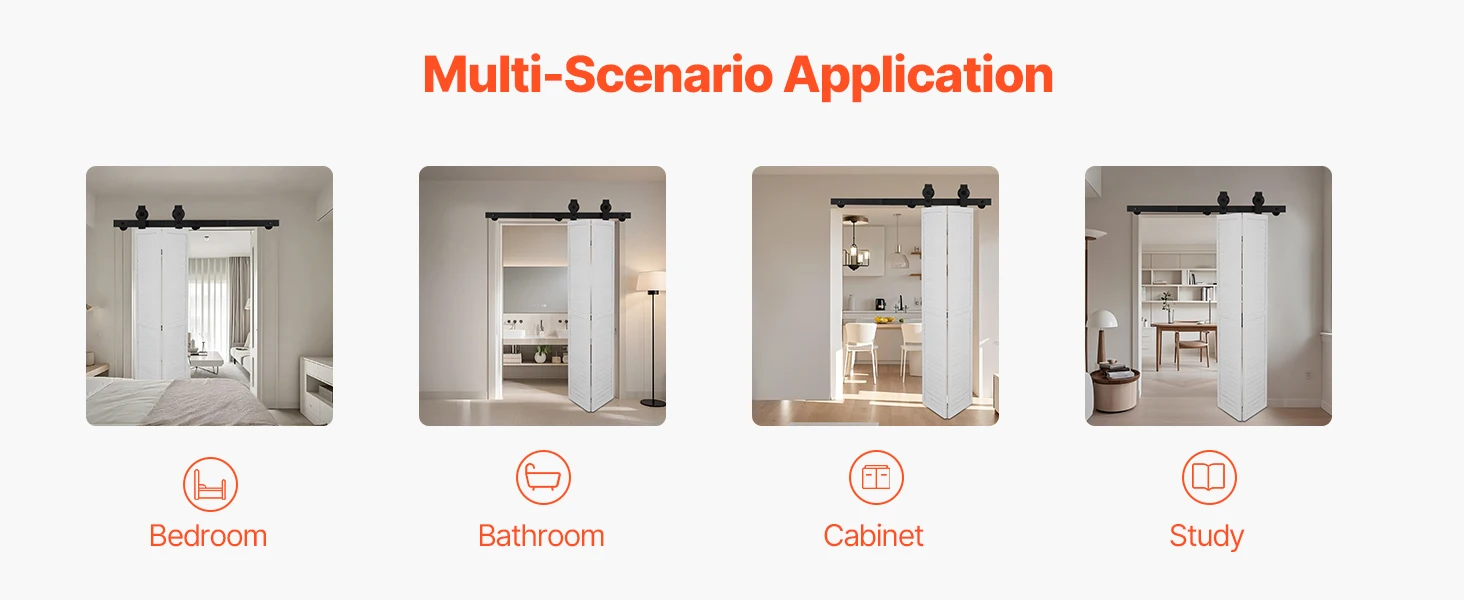 SucceBuy Bi-Folding Sliding Barn Door Hardware Track Kit Top Mount Track Kit Slide Smoothly & Quietly Easy to Install for Closet