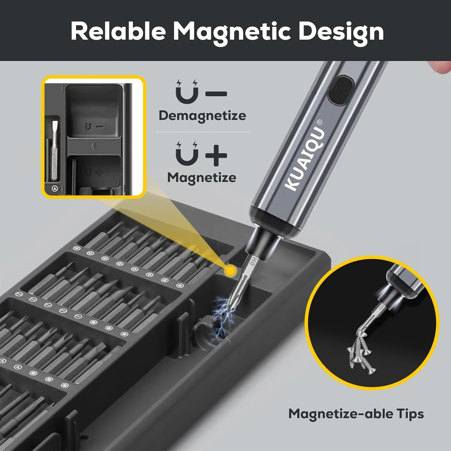 KUAIQU 68 in 1 Precision Electric Screwdriver Set Magnetic Screwdriver 5 Torque Rechargeable Screwdriver iPhone Disassemb Repair