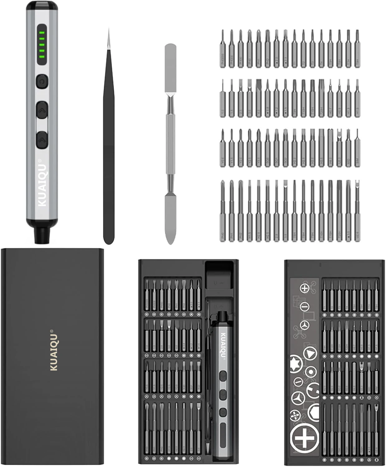 KUAIQU 68 in 1 Precision Electric Screwdriver Set Magnetic Screwdriver 5 Torque Rechargeable Screwdriver iPhone Disassemb Repair