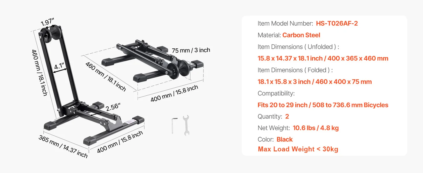 SucceBuy Bike Rack Upright Bike Stand Floor for 16 to 27.5 In Mountain&Road Bikes for Secure Parking and Storage in Garage Black