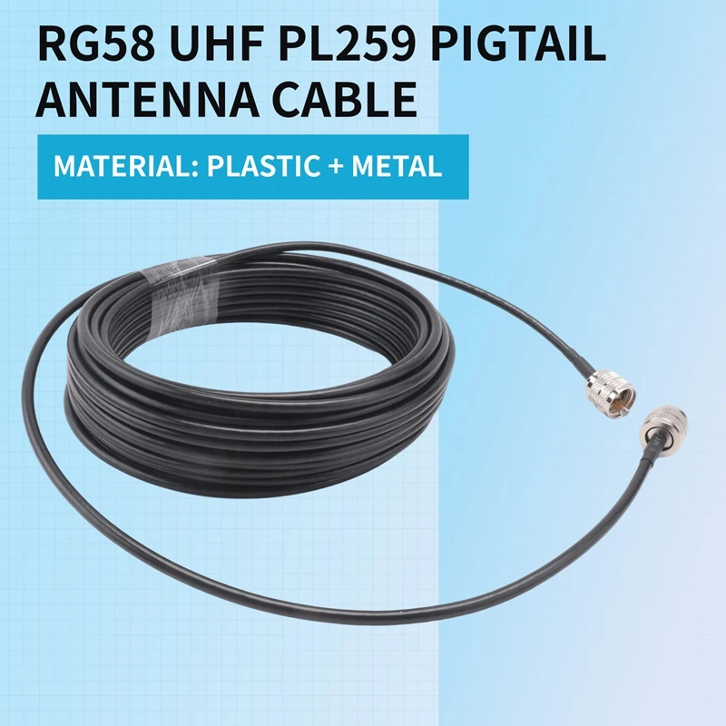 15M UHF Coaxial Cable RG58 Coax Cable PL259 Cable 50 Ohms CB Radio Antenna Cable UHF Male To UHF Male Low Loss UHF