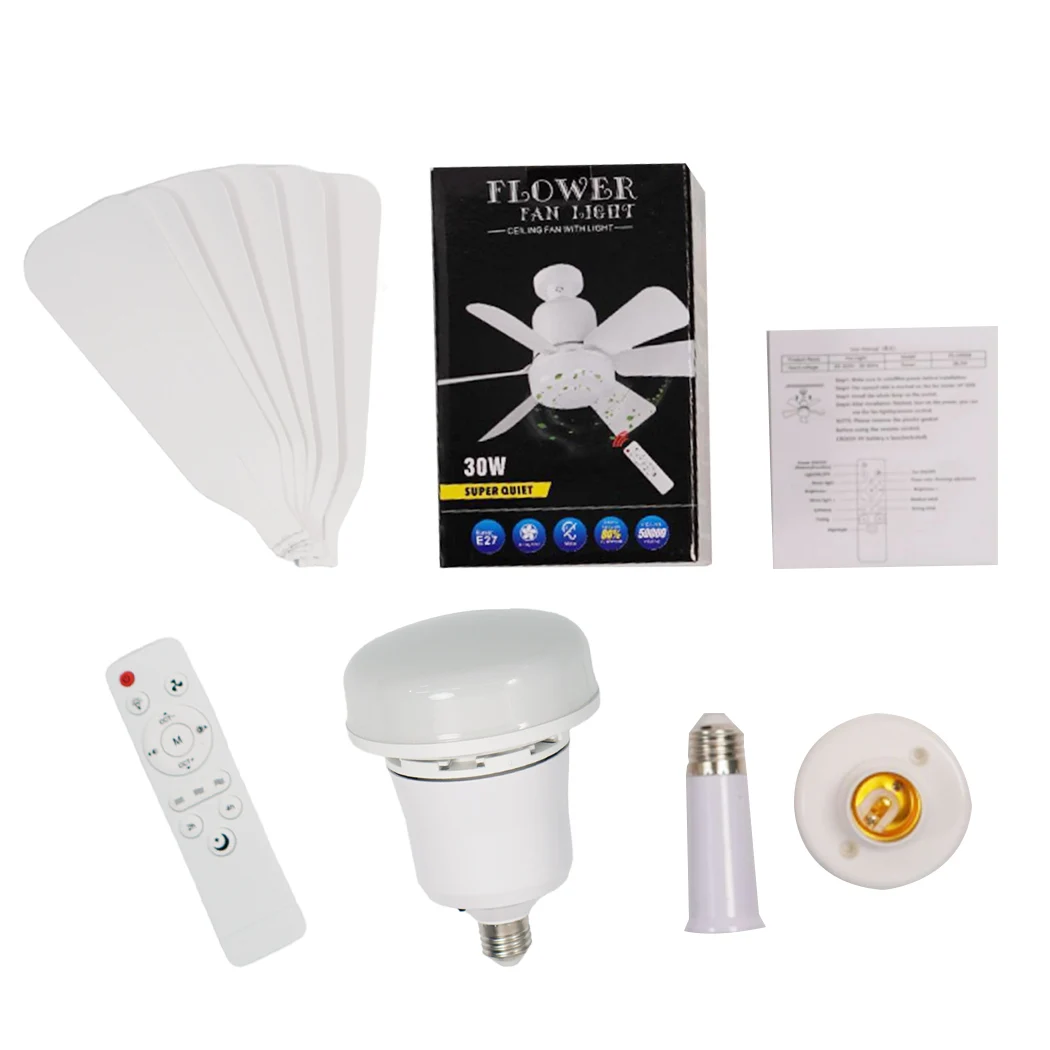 40W Ceiling Fan E27 Socket Fan with Dimmable LED Light & Remote Controller
