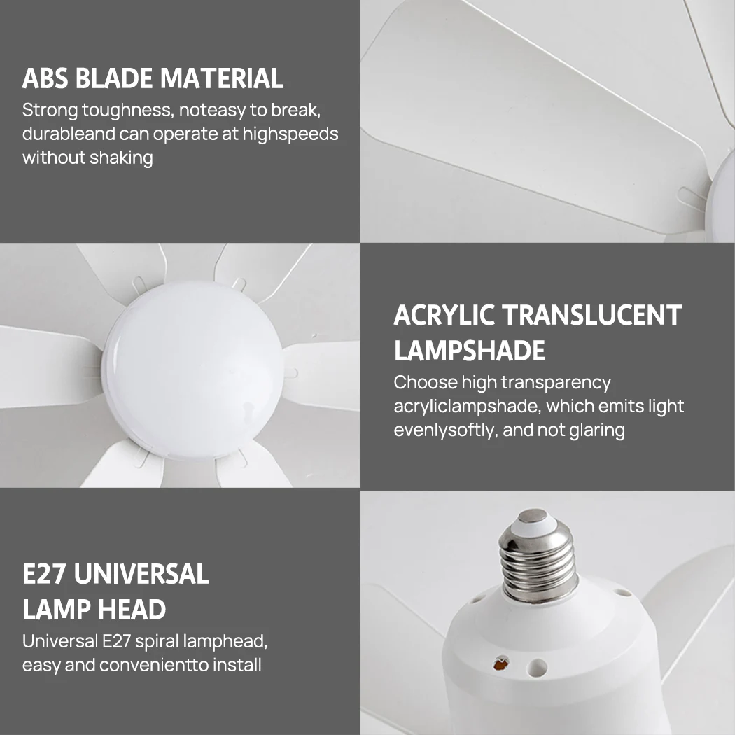 40W Ceiling Fan E27 Socket Fan with Dimmable LED Light & Remote Controller