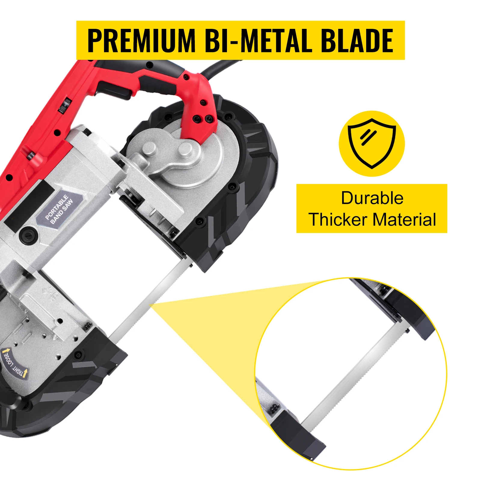 SucceBuy Portable BandSaw 5Inch Cutting Capacity Cordless Variable Speed 10Amp Motor Deep Cut Bandsaw for Metal Wood Pipes Rebar