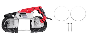 SucceBuy Portable BandSaw 5Inch Cutting Capacity Cordless Variable Speed 10Amp Motor Deep Cut Bandsaw for Metal Wood Pipes Rebar