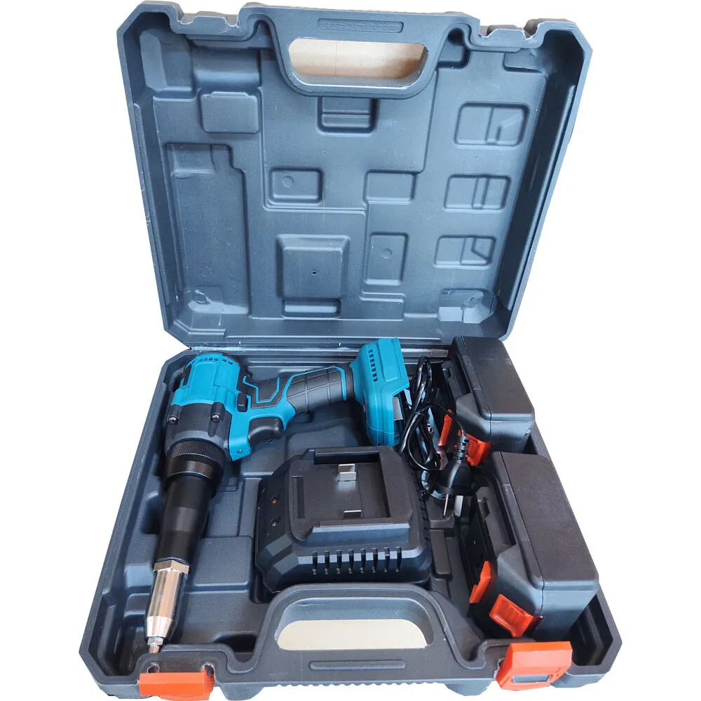 18V Electric Cordless Rivet gun Nut Riveting Tool Brushless Drive with 2 Batterys