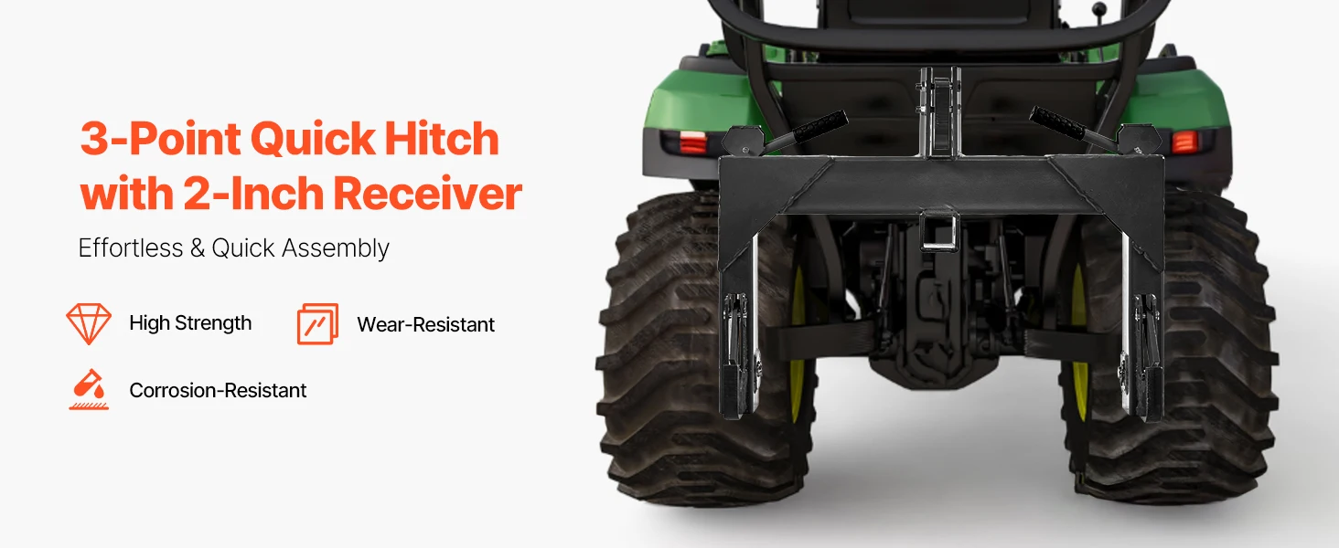 SucceBuy 3-Point Quick Hitch w/ Receiver 3000/4000Lbs Lift Capacity w/5 Level Adjustable Bolt Adaptation to Category 1&2 Tractor