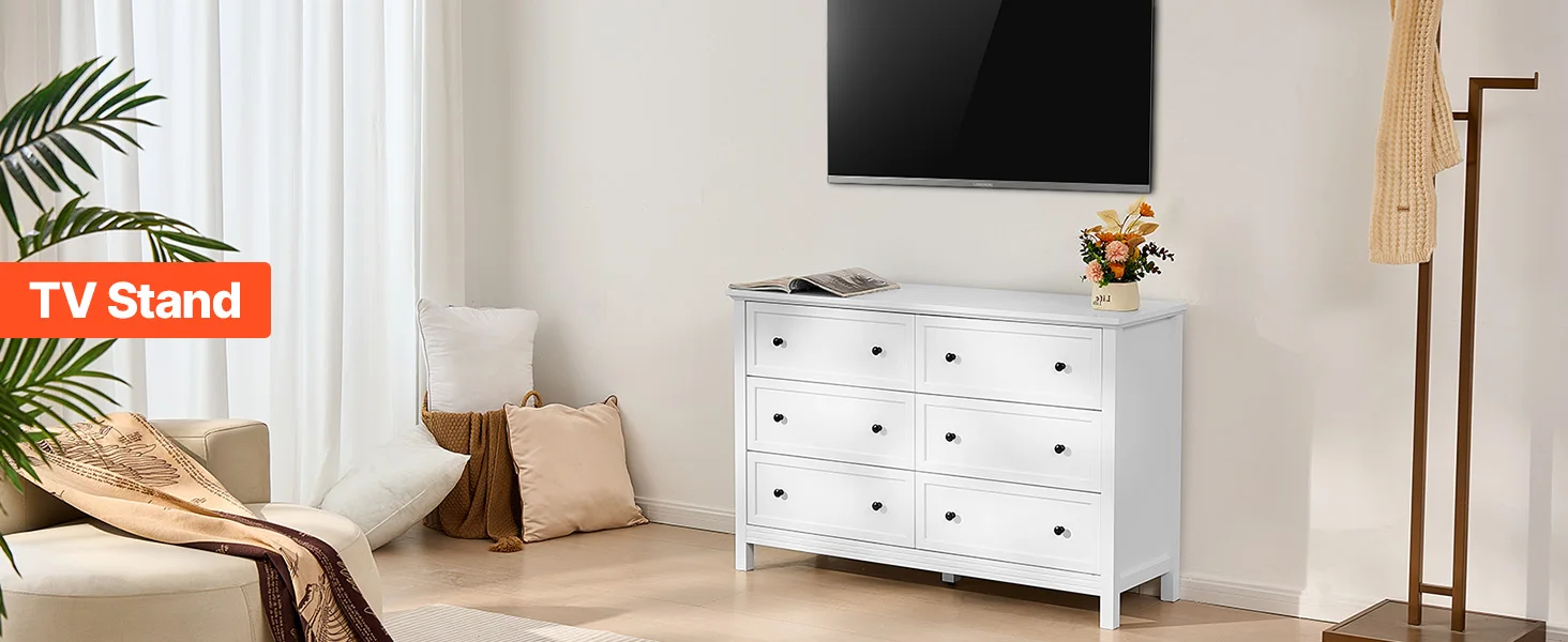 SucceBuy 6/9 Drawer Dresser Wooden Chest of Drawers with Sliding and Anti-tip Device for Living Room Hallway Bedroom Entryway