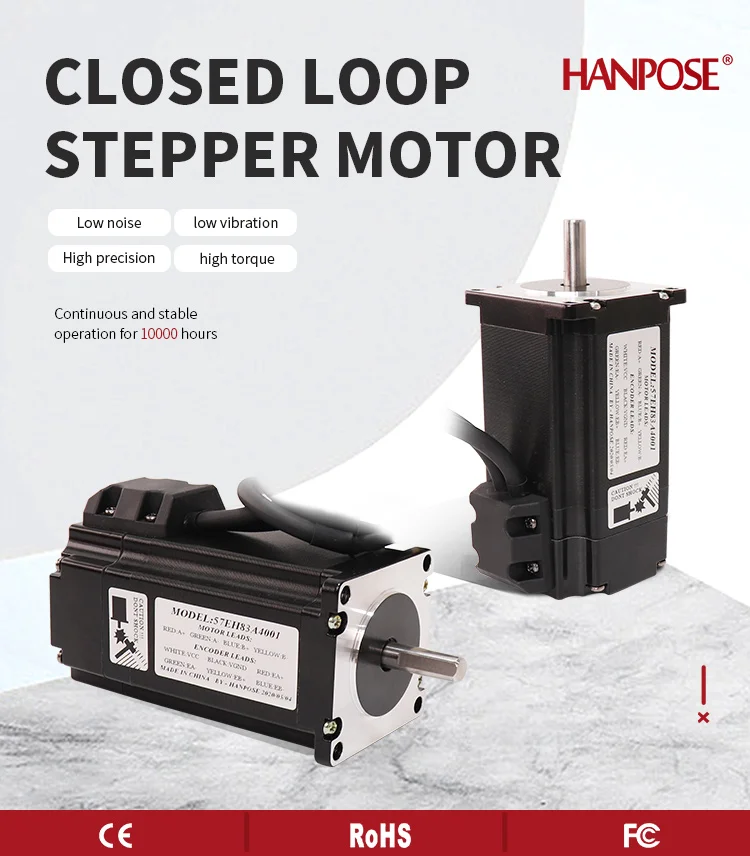 HANPOSE NEMA23 Stepper Motor 57x83mm 4.0A 2.6N.m 57EH83A4001+CL57 for CNC Milling Machine Closed Loop Stepper Motor