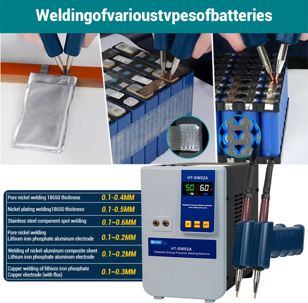 Heltec Capacitor Energy Storage Spot Welder with Adjustable Wooden Battery Fixture for 18650/DIY Battery Pack Welding