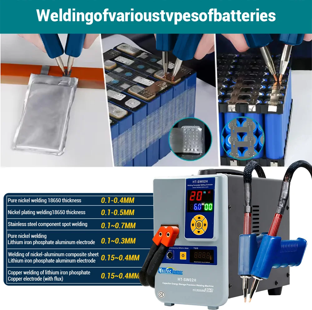 Heltec Capacitor Energy Storage Spot Welder with Adjustable Wooden Battery Fixture for 18650/DIY Battery Pack Welding