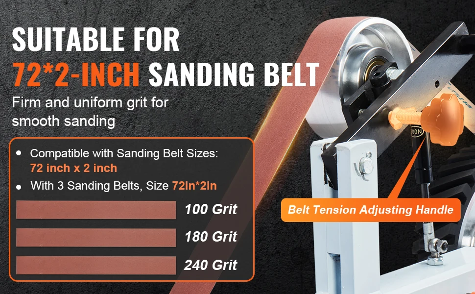SucceBuy Belt Grinder Sander 72x 2-Inch Variable Speed Polisher 1500W Polishing Grinding Machine for Metalworking Knife Making