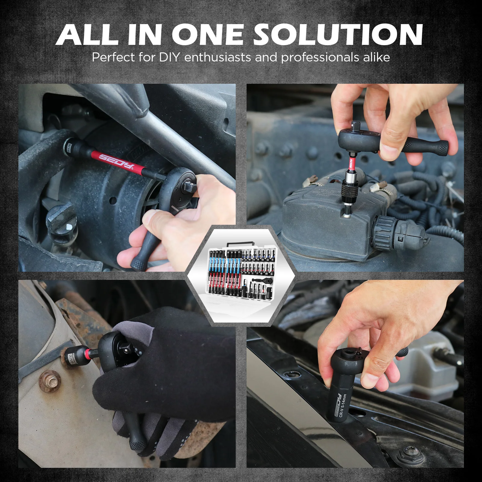 SEDY 41-Piece Premium 1/4" Drive Magnetic Impact Nut Driver Set Metric & SAE Standard & Deep with Socket Adapters