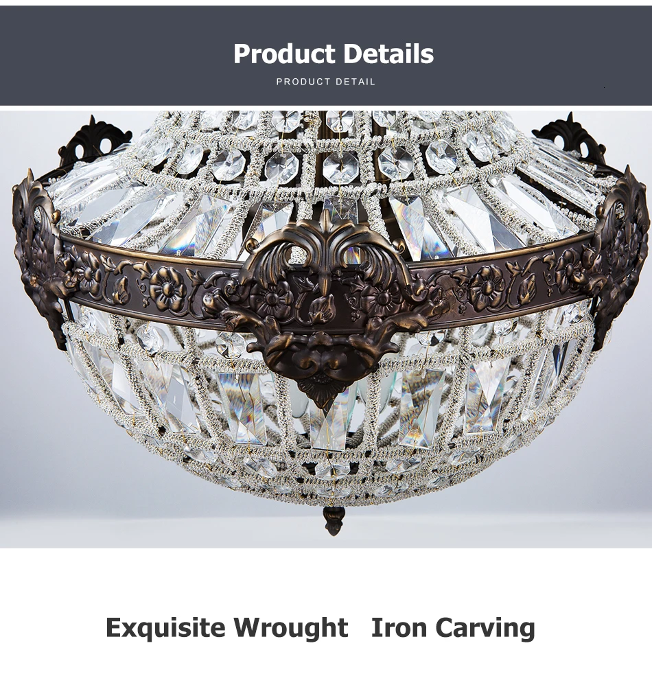 Retro Royal Empire Glass Crystal Chandelier Lights Decor Pendant Ceiling Lamp