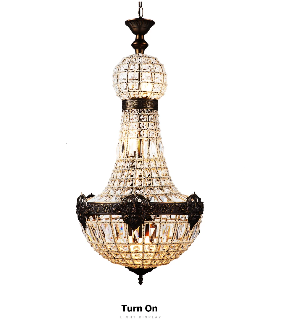 Retro Royal Empire Glass Crystal Chandelier Lights Decor Pendant Ceiling Lamp