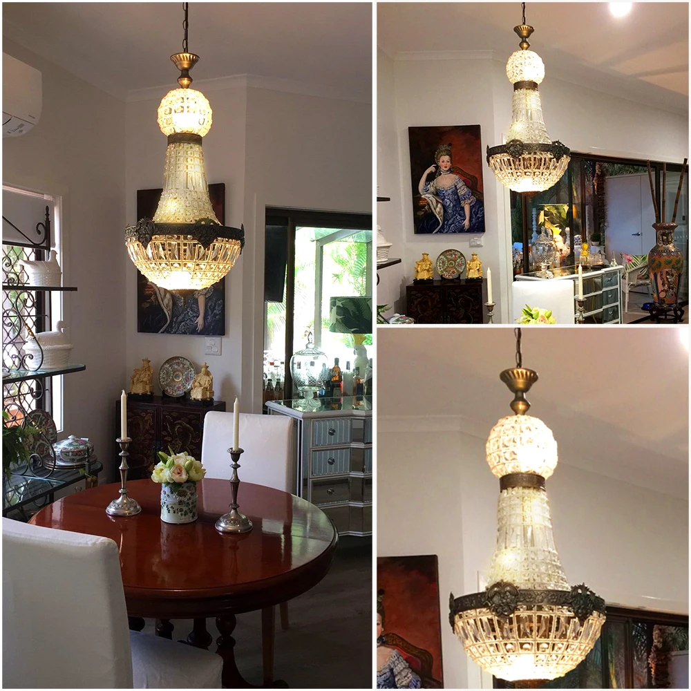 Retro Royal Empire Glass Crystal Chandelier Lights Decor Pendant Ceiling Lamp