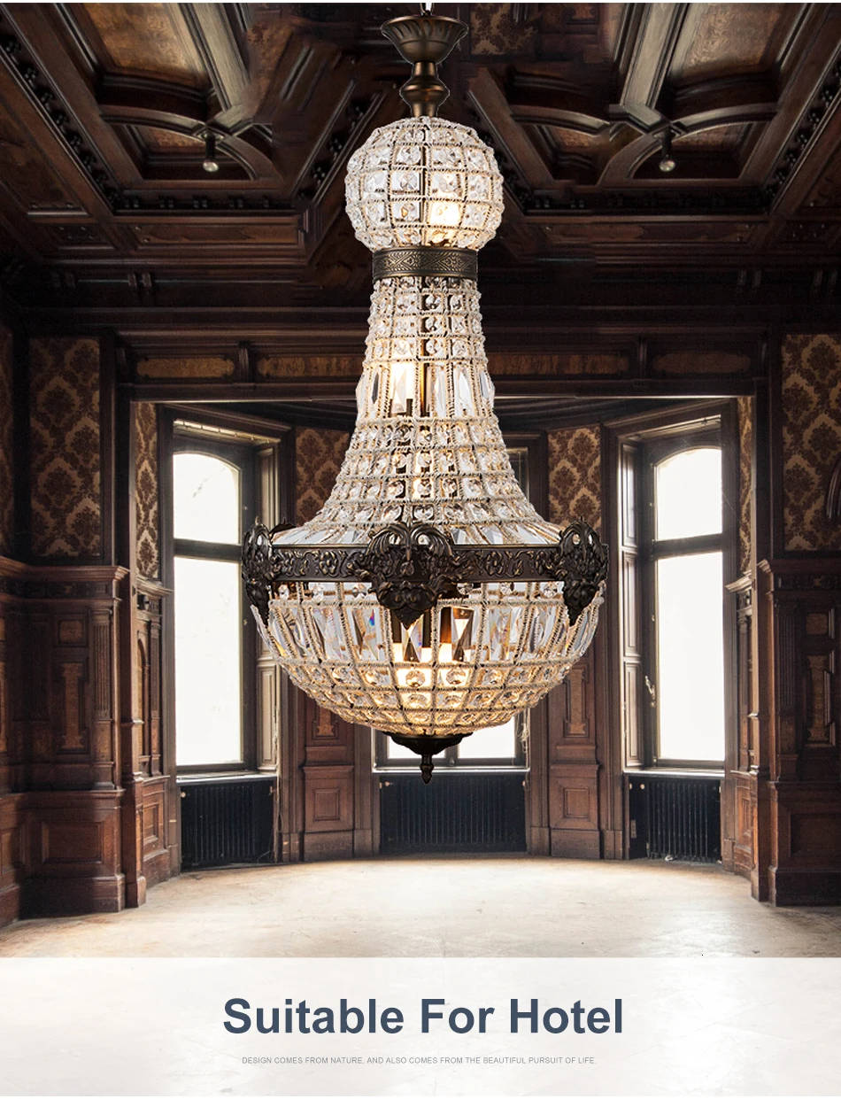 Retro Royal Empire Glass Crystal Chandelier Lights Decor Pendant Ceiling Lamp