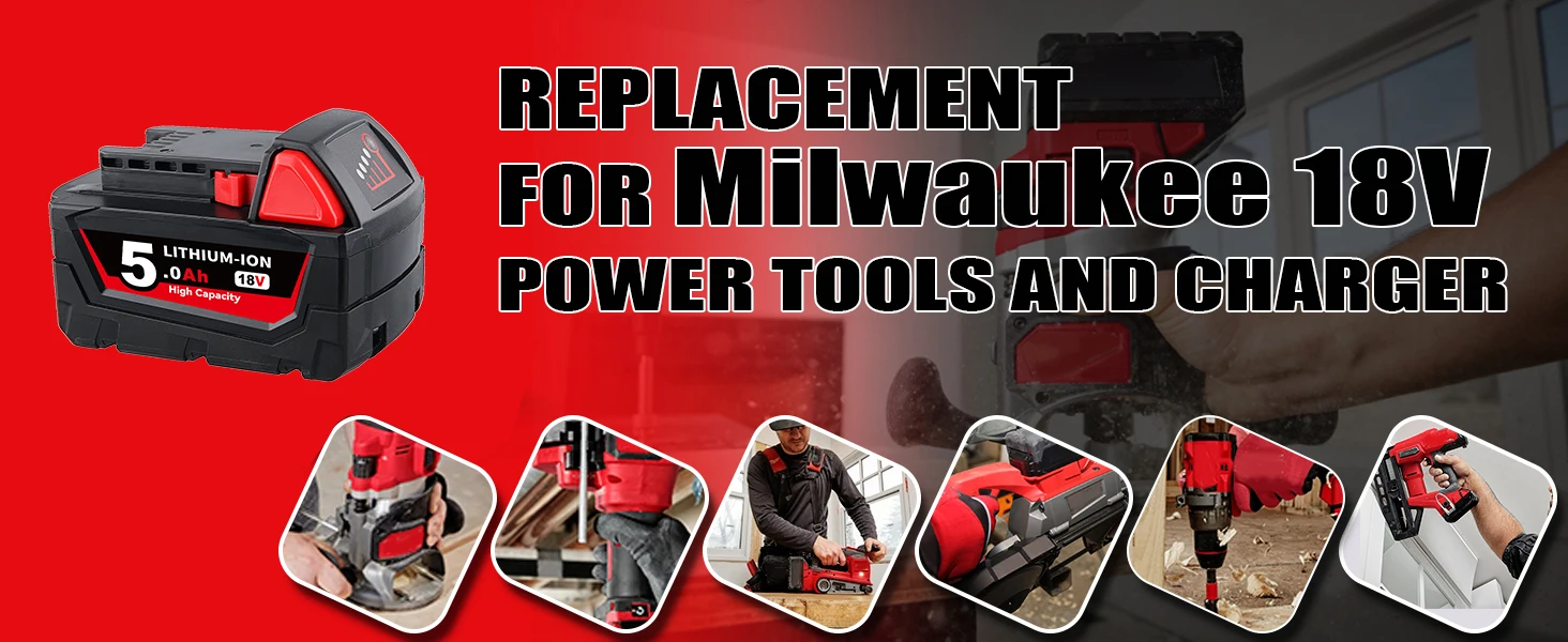 VANON 1/2/4Pack 8.0AH Replace for Milwaukee M18 18V Rechargeable tools 48-11-1815 2604-20 48-11-1850 battery pin