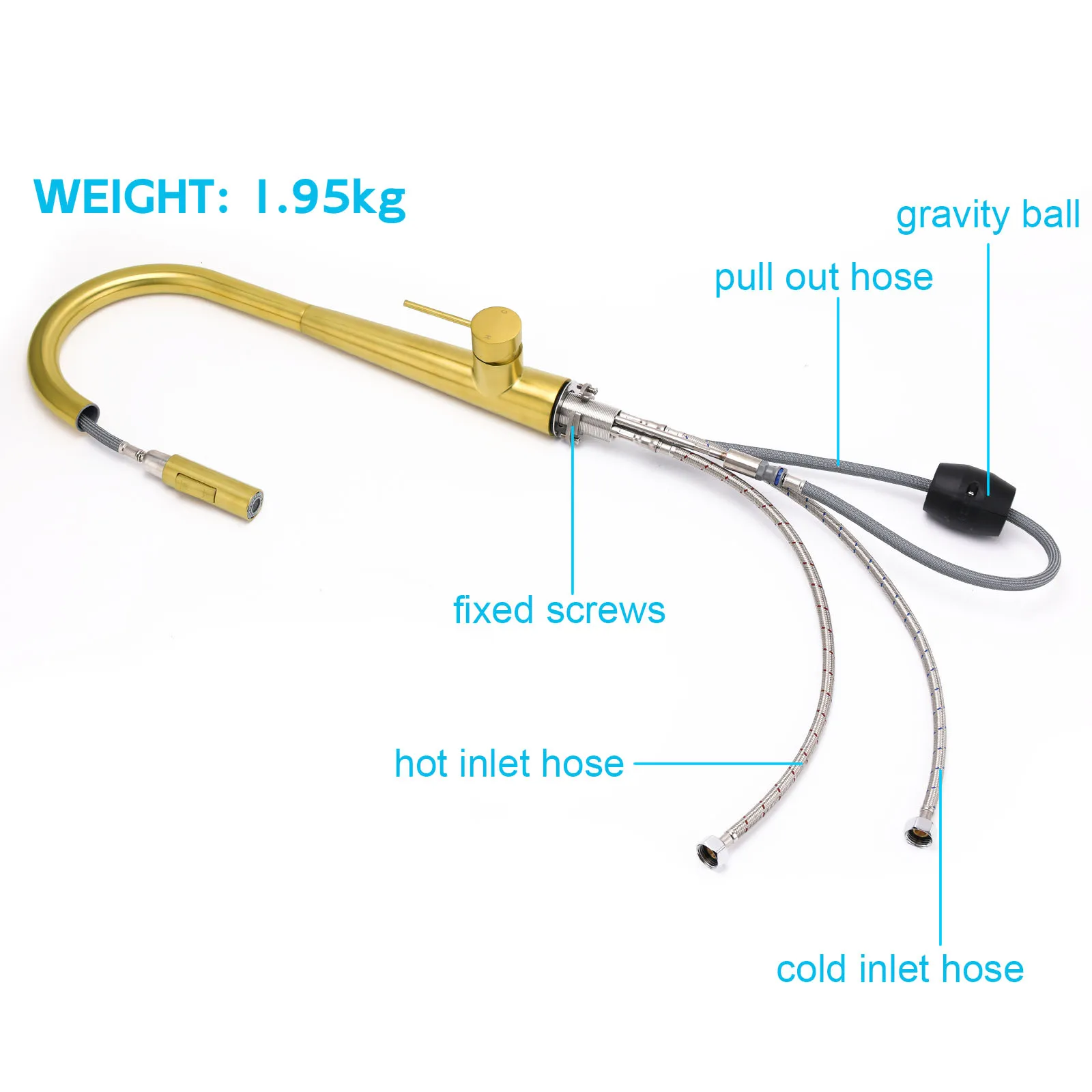 **Sydney Stock** KYLINS SUS304 Brushed Nickel Pull Out Kitchen Mixer Tap Sink Water Faucet Single Handle WaterMark Wels