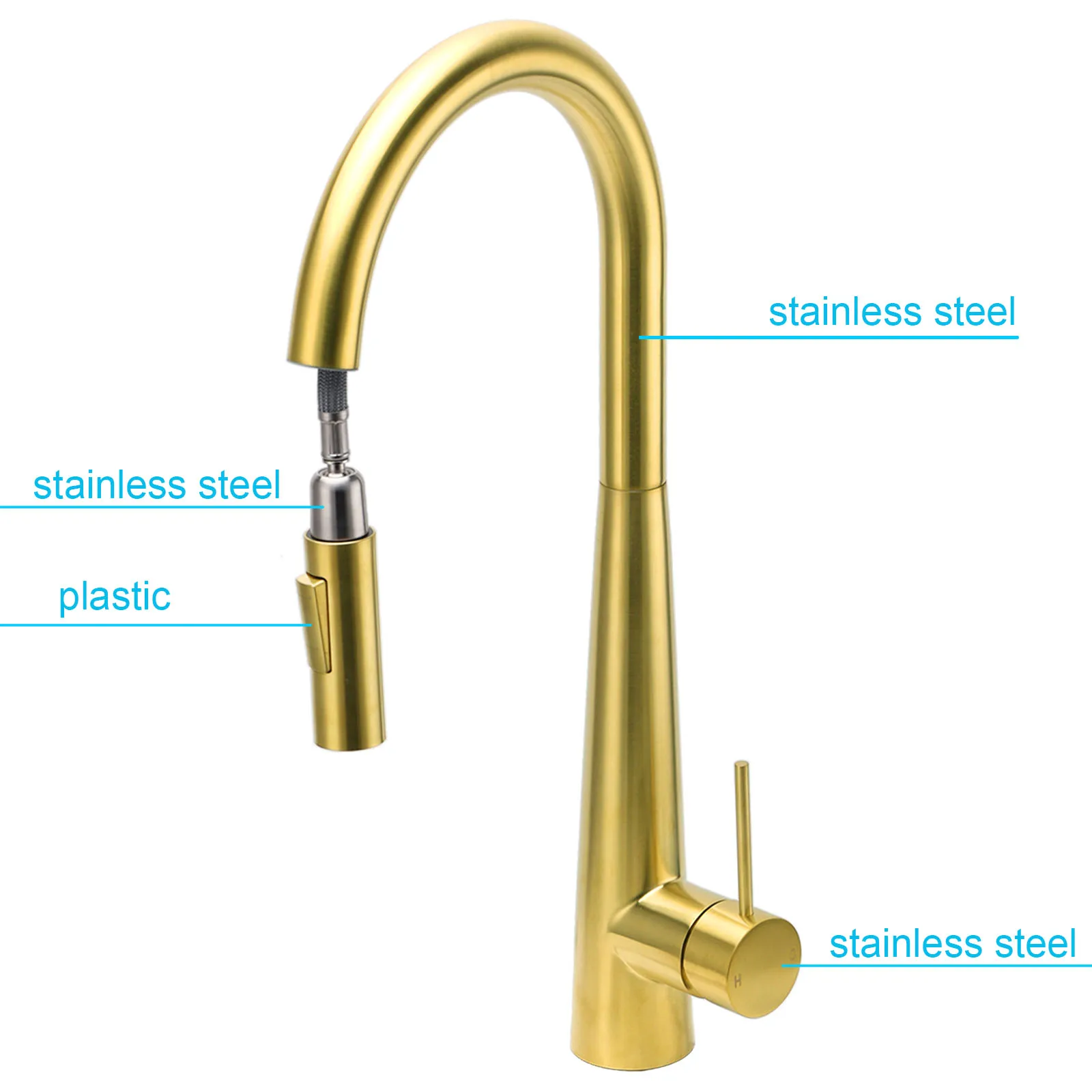 **Sydney Stock** KYLINS SUS304 Brushed Nickel Pull Out Kitchen Mixer Tap Sink Water Faucet Single Handle WaterMark Wels