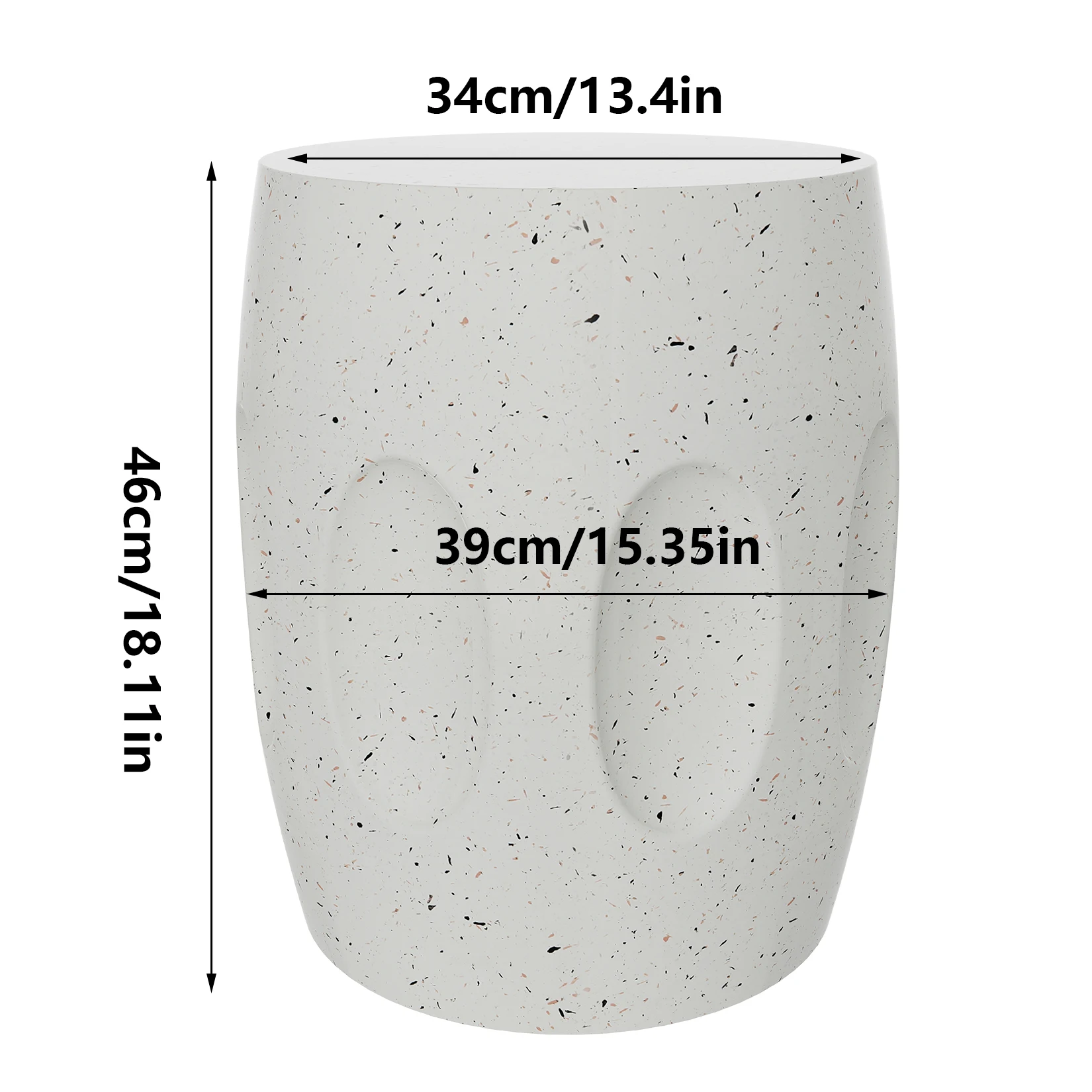 Unique Lightweight Concrete Side Table Decorative Garden Stool Faux Terrazzo Accent Table Small Coffee End Table