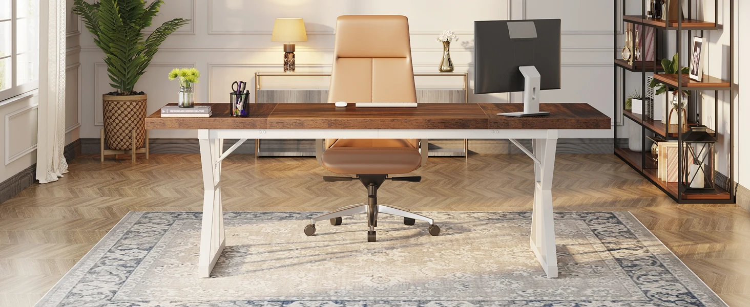 Tribesigns Conference Table, 70.86"L x 31.49"W x 29.52"H Rectangle Meeting Room Table, Rustic Wood Seminar Table Executive Desk