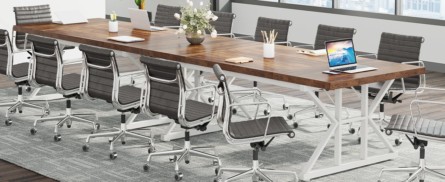 Tribesigns Conference Table, 70.86"L x 31.49"W x 29.52"H Rectangle Meeting Room Table, Rustic Wood Seminar Table Executive Desk